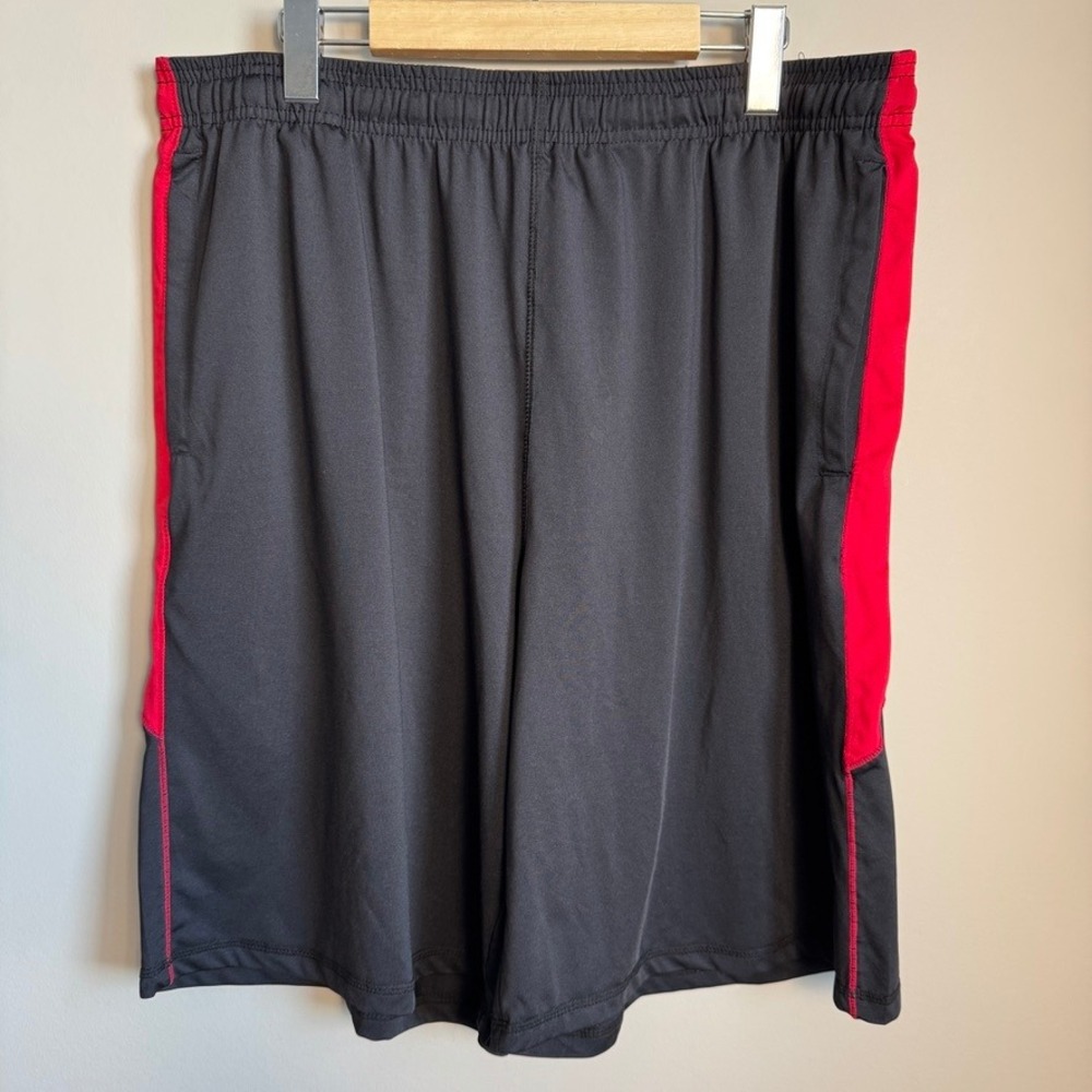 DEVOPS Mens Athletic Basketball Shorts Drawstring Pockets Black Red XL Active‎